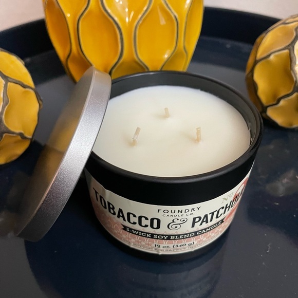 On reserve4FLTobacco & Patchouli Foundry Candle Co. 3 wick soy blend candle, NWT - Picture 3 of 4